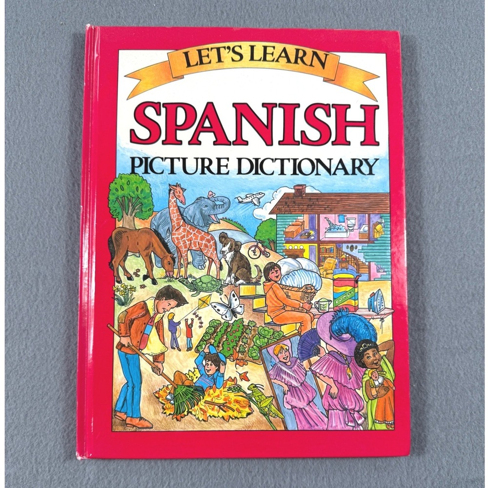 Let's Learn Spanish Picture Dictionary Hardcover‎ Kids ESL Homeschool Bilingual